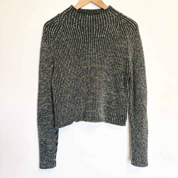 lululemon athletica Sweaters - Lululemon Cotton-Cashmere Blend Mock Neck Sweater in Green Blue Black size 8